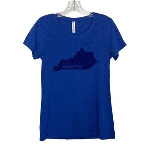 Kentucky Bourbon Yall Tshirt Womens Large Blue State Map Bella+Canvas